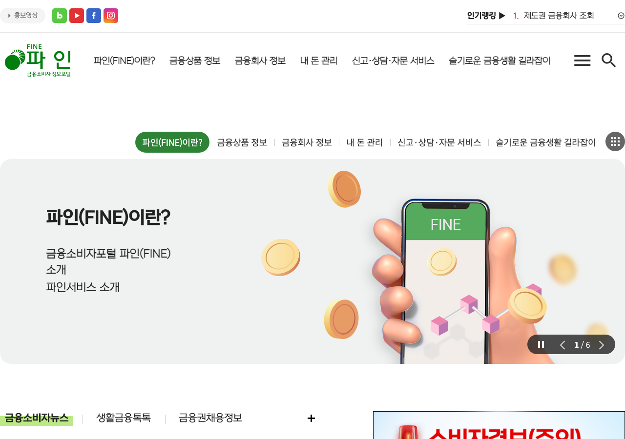 파인 포털 메인화면